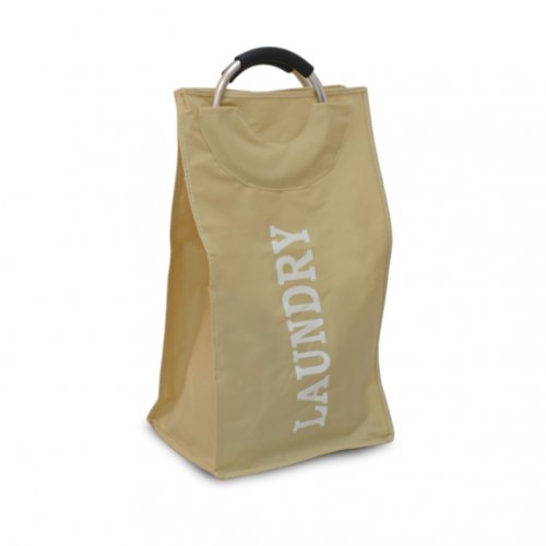 Bolsa para ropa LAUNDRY beige con manija de aluminio - 24 X 34 X 54 cm