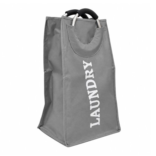 Bolsa para ropa LAUNDRY gris con manija de aluminio - 24 X 34 X 54 cm