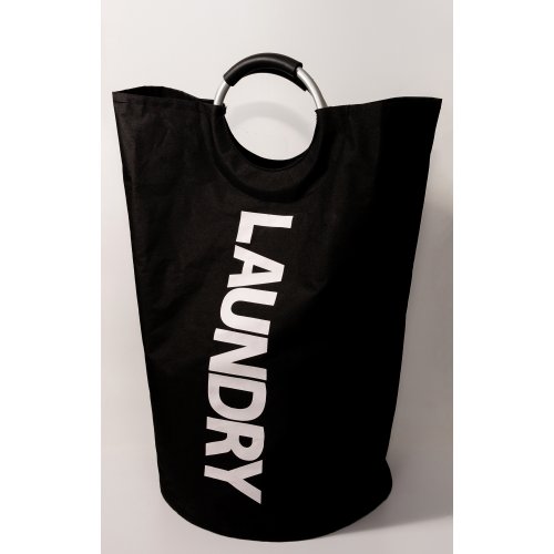 Cesto para ropa LAUNDRY con manija aluminio - Negro 38x26cm