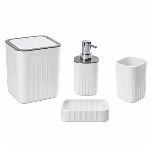 Juego de baño x4 piezas cuadrado blanco