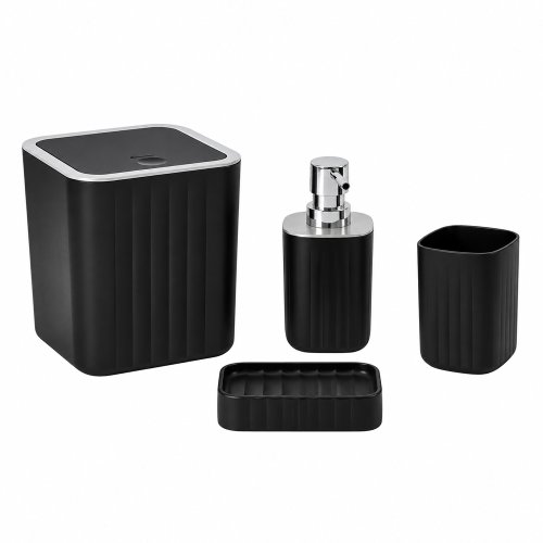 Juego de baño x4 piezas cuadrado negro