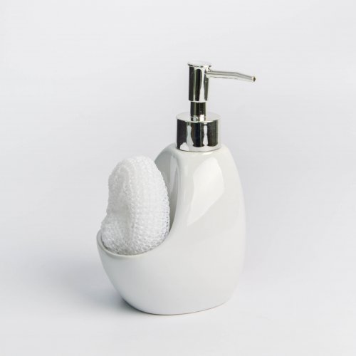 Dispenser de jabón líquido con esponja blanco