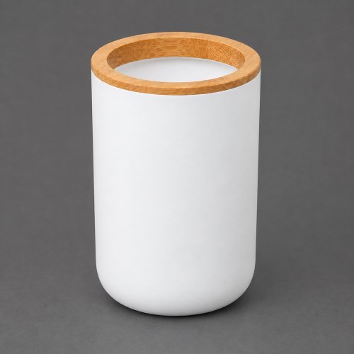 VASO DE PLúSTICO BLANCO C/bambú