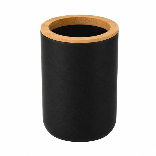 VASO DE PLúSTICO NEGRO C/bambú
