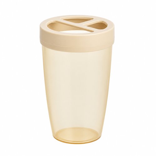 Vaso porta cepillos plastico transparente beige