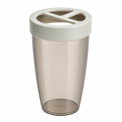 Vaso porta cepillos plastico transparente beige