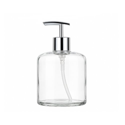 DISPENSER JABÓN BOMBÚ  DE VIDRIO TRANSPARENTE