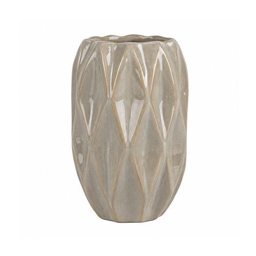 Vaso porta cepillo con rombos grades cerámica natural