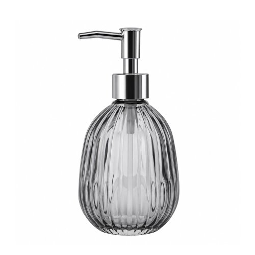 Dispenser jabón líquido gris con rayas gruesas - Vidrio - 350ml 8,6x12,1cm