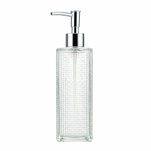 Dispenser para jabón líquido cuadrado transparente con puntos 6,6x22,5cm - Vidrio -