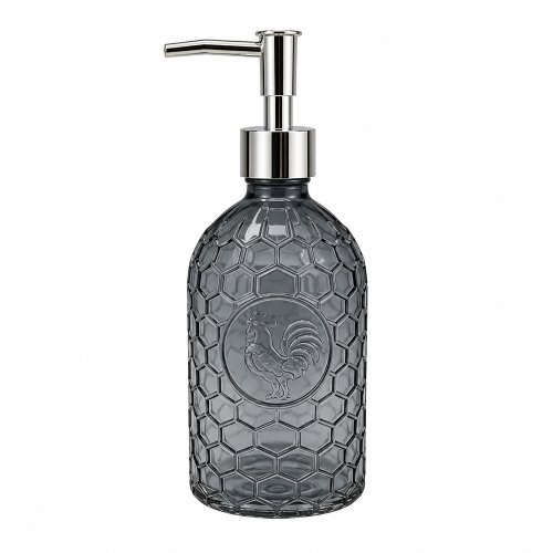 Dispenser para jabón líquido panal con gallos gris 8x20,3cm - Vidrio -