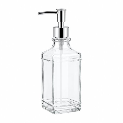 Dispenser para jabón líquido cuadrado transparente liso 7x7x21cm - Vidrio -
