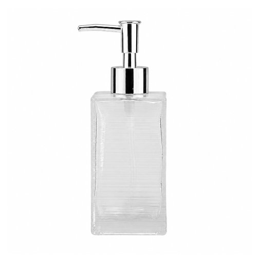 Dispenser para jabón líquido cuadrado rayado suave 6,5x18,5cm - Vidrio -