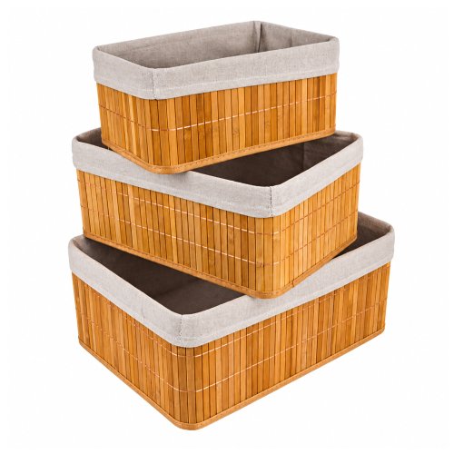 Set x 3 canastos rectangulares 38x28x16cm / 33x23x14cm / 28x18x12cm - bambú -