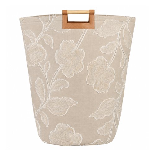 Cesto de ropa blanca con flores en relieve 36,5x53,3cm - Tela -