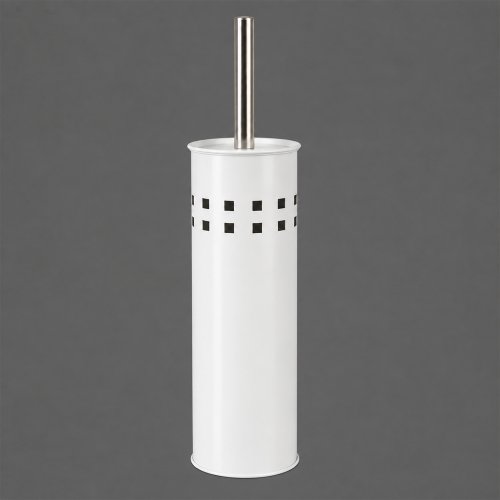Cepillo de baño blanco mate con perforaciones cuadradas 9,3x37,8cm metal