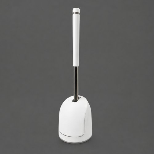 Cepillo de baño con apertura automática de silicona con mango de metal para pegar en pared 13,5x13x42,5cm