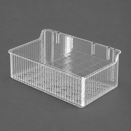 Canasto organizador rectangular  rayado autoadhesivo 19x11,5x7,5cm transparente de plástico