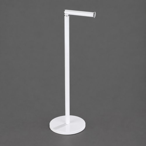 Porta papel higiénico de metal con soporte con quiebre y base redonda 17cm blanco