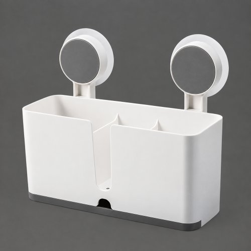 Repisa autoadhesiva blanca de plástico 20,5x8x10cm