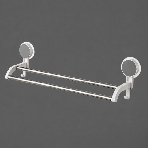 Barral doble de metal para toalla 49cm autoadhesivo