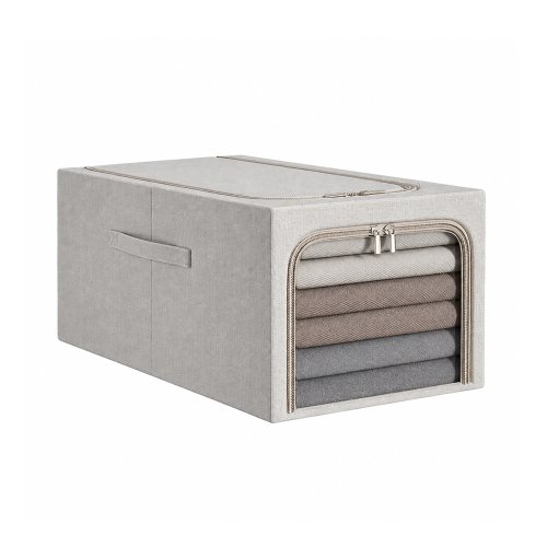 Organizador gris para ropa frente transparente con cierre 45x30x23cm tela poliéster 31lt