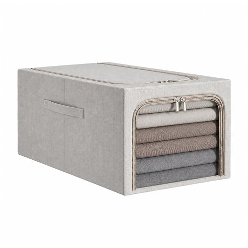 Organizador gris para ropa frente transparente con cierre 45x30x23cm 56lt tela poliéster