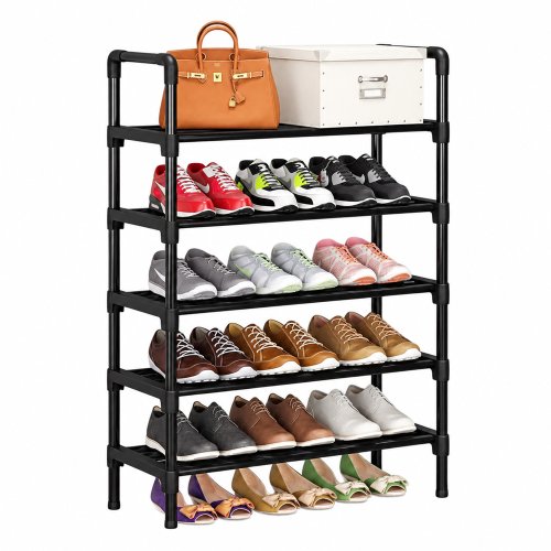Repisa de 5 estantes de plástico y metal negro 60x26cmx102cm