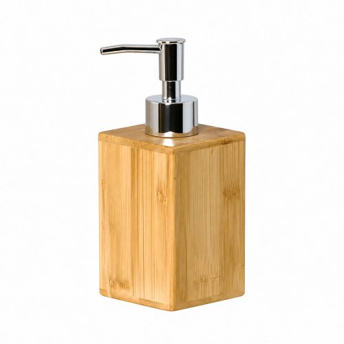 Dispenser de bamboo cuadrado con bomba plateada