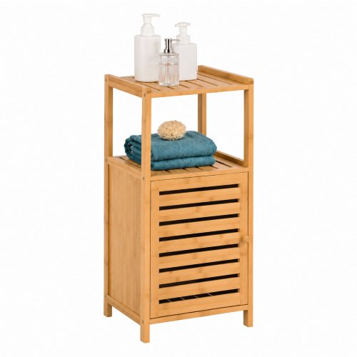 Mueble para baño de bamboo con puerta y 2 estantes 34×33×80cm