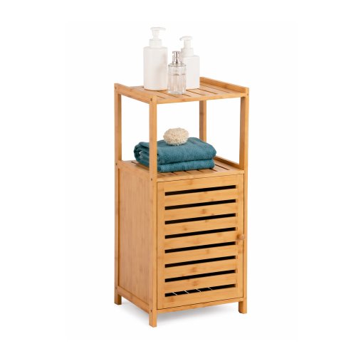 Mueble para baño de bamboo con puerta y 2 estantes 34×33×80cm