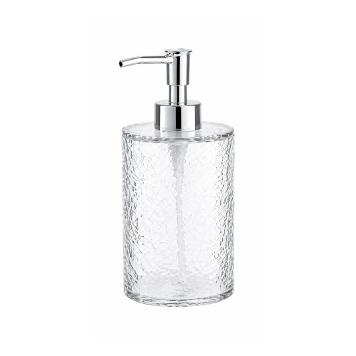 Dispenser redondo craquelé transparente para jabón líquido PET 400ml 7,5x16,8cm