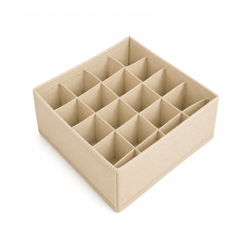 Caja organizadora de 24 espacios beige Non-wonven 32×32×9cm