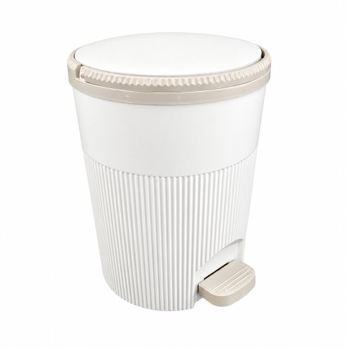 Cesto de basura redondo con base rayada vertical y pedal de polipropileno 12lt 25,5x30,5cm