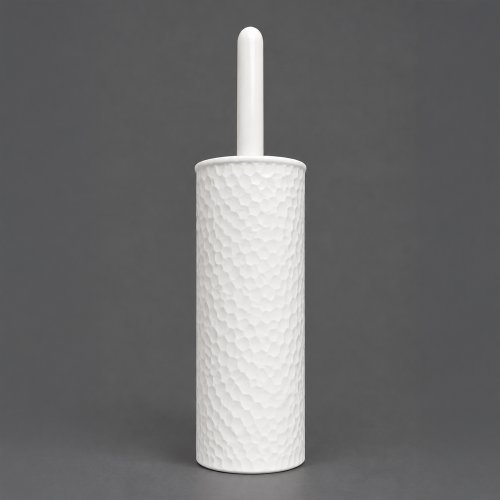 Cepillo de baño de plástico blanco con borde plateado 9,5x9,5x37,5cm