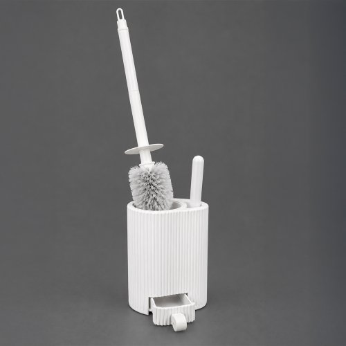 Cepillo de baño rallado con cepillo chico 12,5x9,2x51cm plástico blanco
