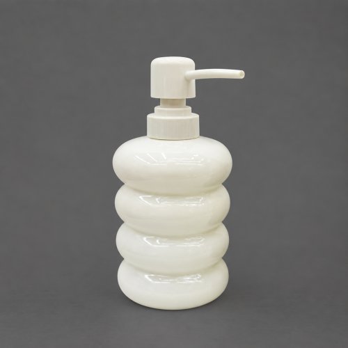 Dispenser de jabón líquido de vidrio blanco diseño nube 8x18,5cm