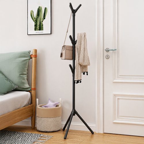 Perchero metal negro con 9 soportes 173cm