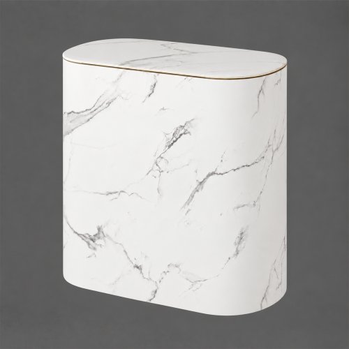 Cesto de basura marmolado blanco con doble balde 30x30x16cm