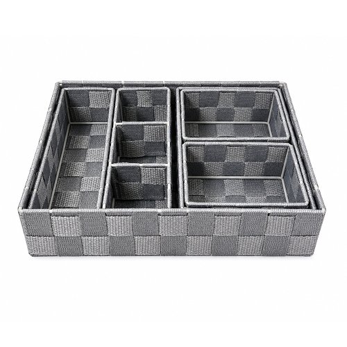 Set x6 canastos rafia gris