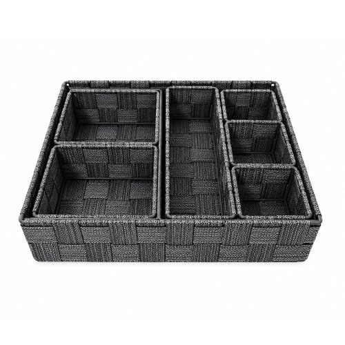 Set x6 canastos rafia negro