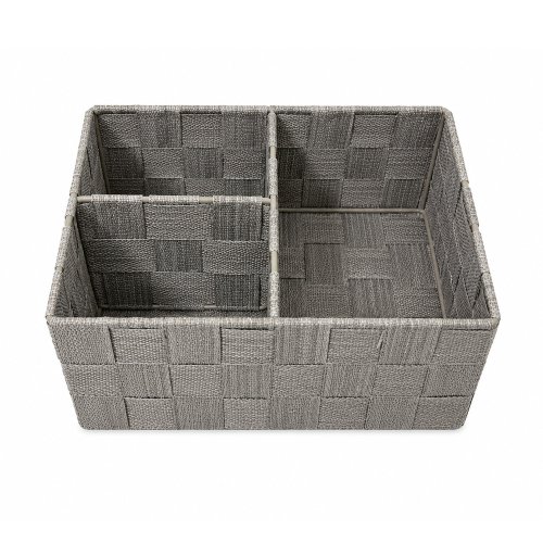 Canasto rafia 3 divisiones 22x16x9cm beige