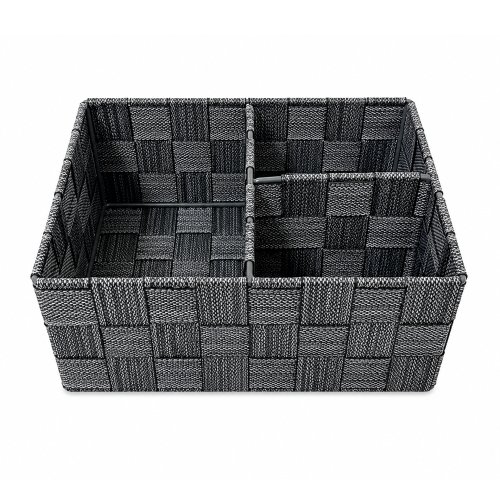 Canasto rafia 3 divisiones 22x16x9cm negro