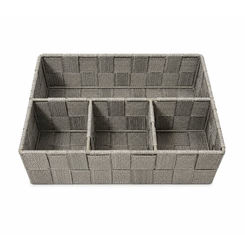 Canasto rafia 4 divisiones 26x17x7cm beige