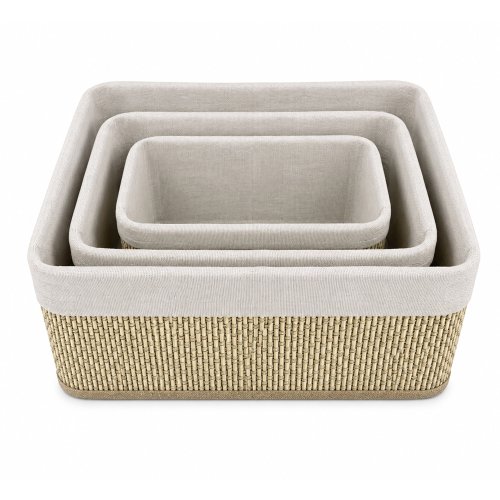 Set x3 canastos rectangulares bamboo natural