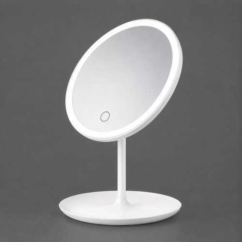 Espejo redondo con luz led USB blanco 18cm