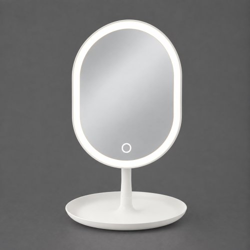 Espejo oval con luz led USB blanco 16x18,5cm