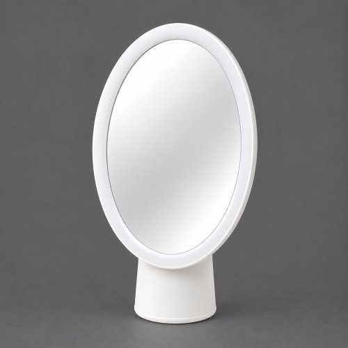 Espejo oval con luz led USB blanco con base cónica 21,5x15,5cm