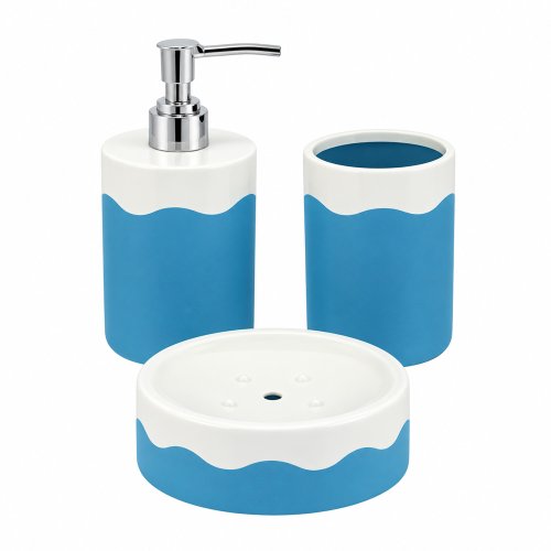 Set x3 piezas de baño - Azul/Blanco