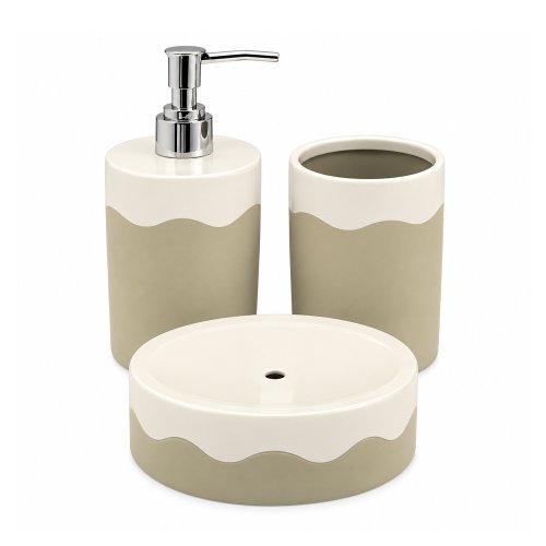Set x3 piezas de baño - Beige/Blanco